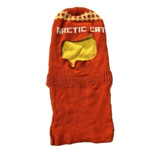 Arctic Cat Balaclava Mask Bright Orange Yellow Snowmobiling Full Face Vintage